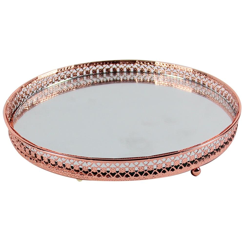 Bandeja Craw Redonda Espelhada de Metal Cobre – 20,5cm