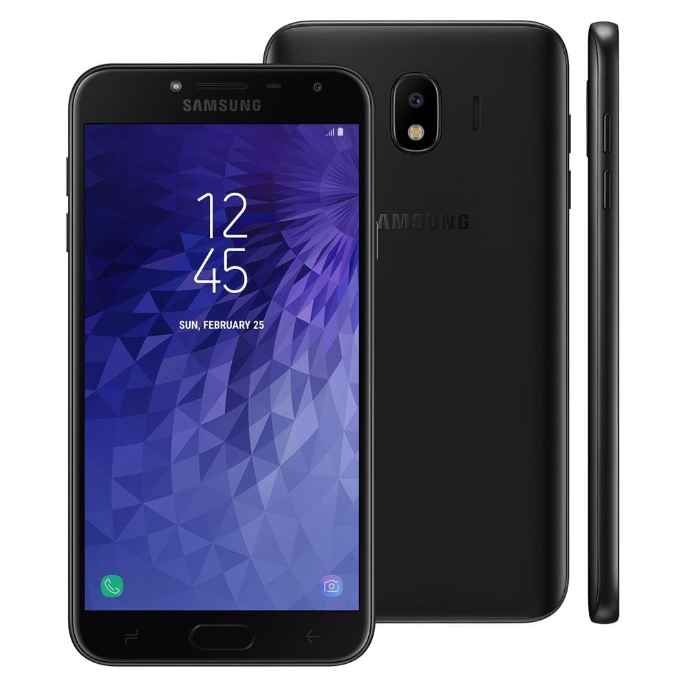 Smartphone Samsung Galaxy J4 Dual chip, 4G, Câmera 13MP, Android 8.0,  Processador Quad Core e RAM de 2GB, 32GB, Preto, Tela 5.5\