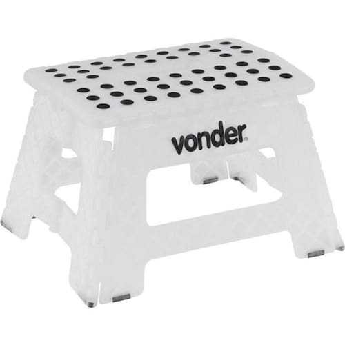 imagem-Banqueta Plástica Multiuso Dobrável Capacidade 150 Kg Vonder - Branco