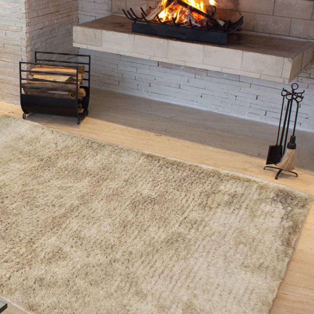 Tapete Luxo Pelo Super Macio Casa Dona Bege 100x150cm