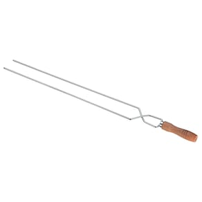Espeto Duplo Utimil em Aço Cromado e Madeira - 65 cm