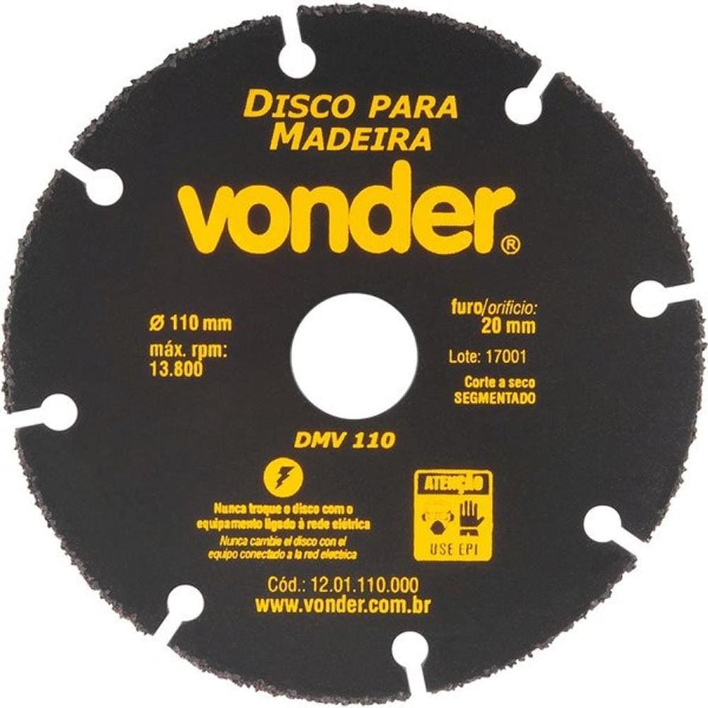 Disco de corte para madeira 110 mm DMV 110 VONDER