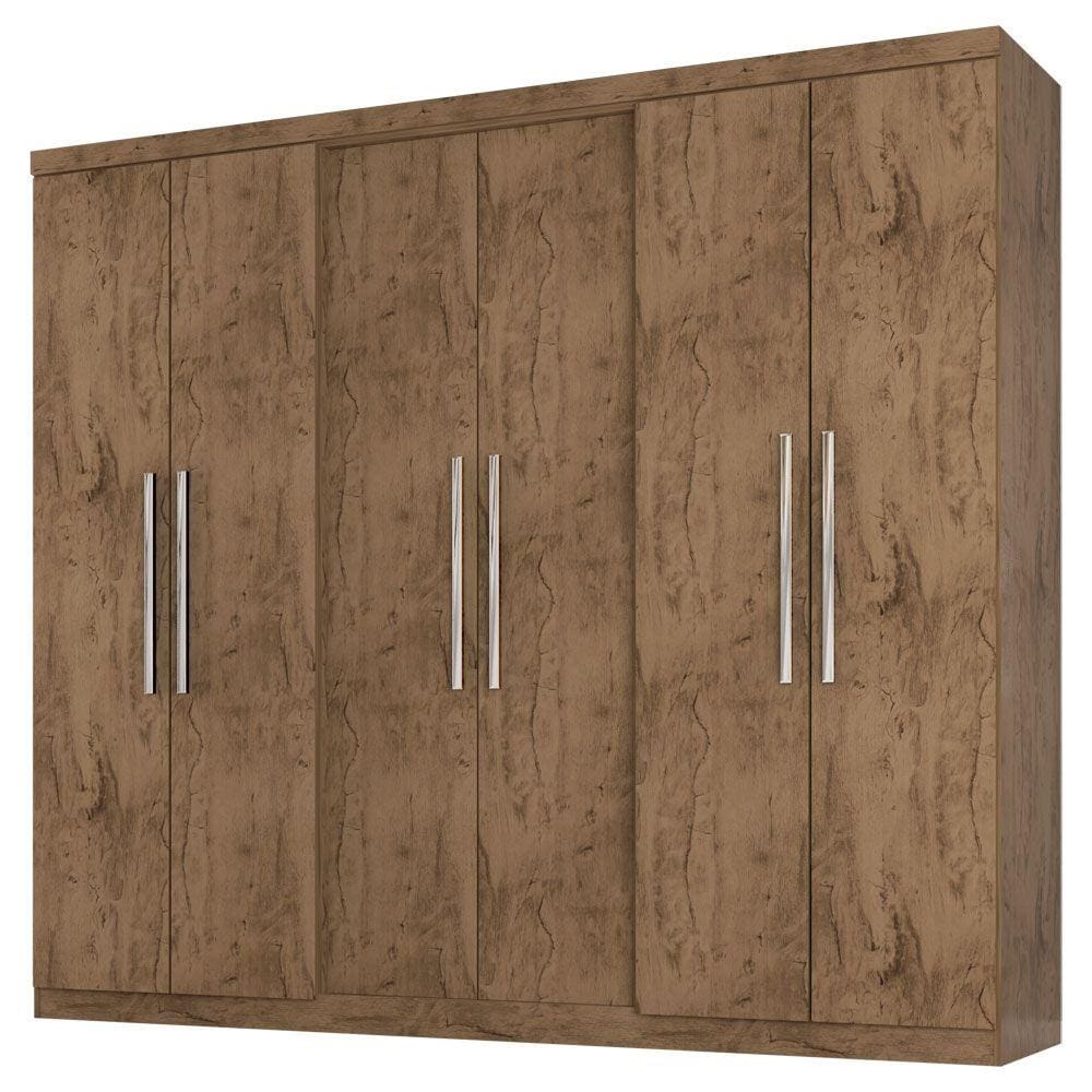Guarda-Roupa de Casal 238x230cm c/ 6 Portas e 4 Gvtas - Araplac 6000 - MARROM CHOCOLATE
