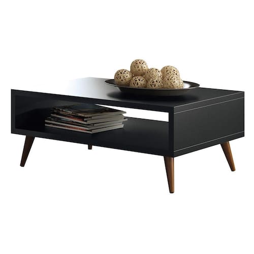 imagem-Mesa de Centro 90x35,5cm c/ Pés de Madeira - HB Lucy - PRETO