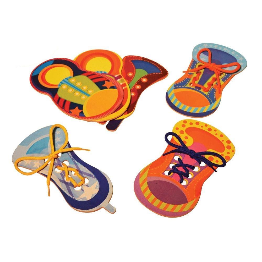 Brinquedo Pedagógico Alinhavos Tênis Peças Mdf 06 Unidade