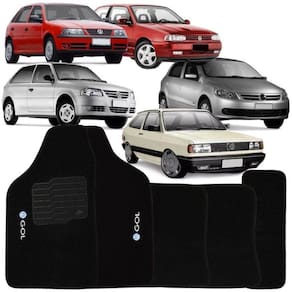 Jogo de Tapete Automotivo Carpete Gol G5 2009 à 2012 Soft Logo Bordado Preto 5 Peças