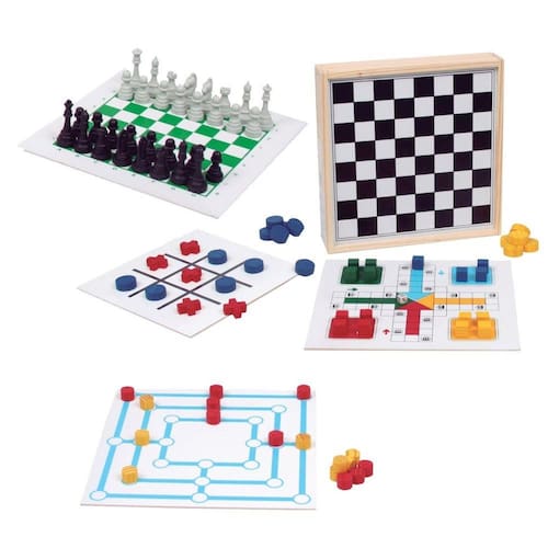 imagem-Conjunto Jogos 5x1 - Dama Trilha Jogo Da Velha Xadrez Ludo