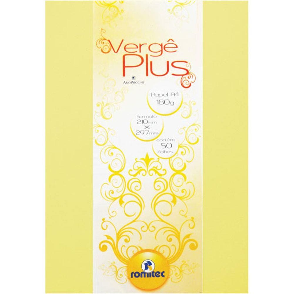 Papel A4 Verge Berilo 180G Pacote com 50 Romite com Plastpark