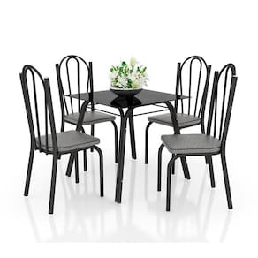 Conjunto de Mesa com 4 Cadeiras - Lotus Fosco com Platina