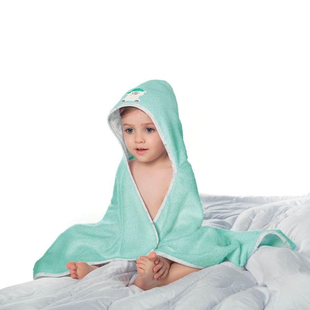Toalha Felpuda de Banho Bordada c/ Capuz Mini Menino 75cmx90cm - Lepper