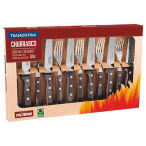 Jogo Talheres 12 Peças para Churrasco Jumbo Polywood - Tramontina