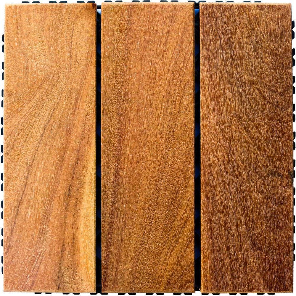 Deck de Madeira Modular Base Plástica Isabela Revestimentos 30cm x 30cm Placa Cumaru