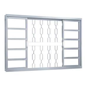 Janela de Correr Aço 4 Folhas com Grade Elo MGM Minas Sul 100cmx150cm Vidro Liso Incolor Branco