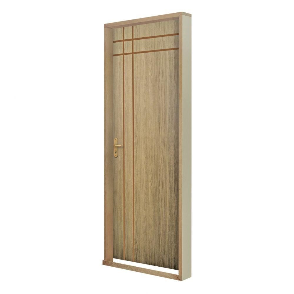 Kit Porta de Madeira Frisada Mantiqueira MGM 215cmx94cm Melamínico Carvalho Alpha