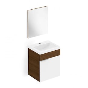 Conjunto para Banheiro com Gabinete com Cuba e Espelheira Like Celite Wengue/Branco