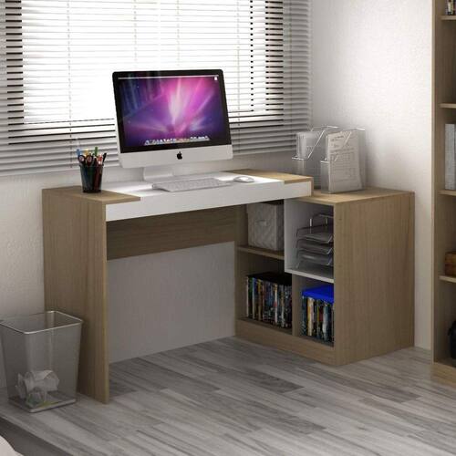 Escrivaninha Multifuncional 2 em 1 com 4 Nichos HO-2904 Home Office Hecol Móveis Avelã TX/Branco TX Menor preço em Escrivaninha Multifuncional 2 em 1 com 4 Nichos HO-2904 Home Office Hecol Móveis Avelã TX/Branco TX