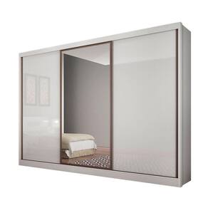 Guarda Roupa Casal com Espelho 3 Portas 8 Gavetas Spazzio Novo Horizonte Branco
