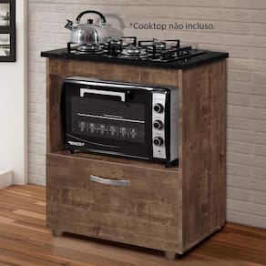 Balcão para Cooktop 1 Porta Basculante Salvia Kaiki Móveis Ipê