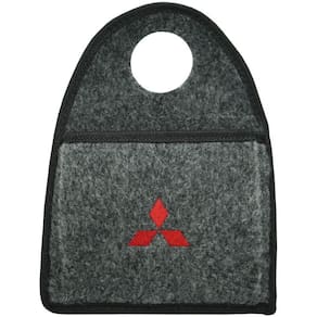 Lixeira Lixinho Automotiva Carro Carpete Bordado Mitsubishi para Câmbio Grafite