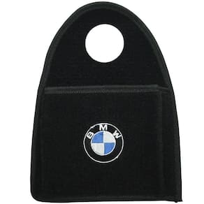 Lixeira Lixinho Automotiva Carro Carpete Bordado BMW para Câmbio Preta