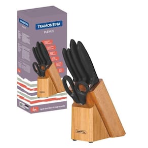 Jogo de Facas com Cepo 6 Peças Inox Plenus Tramontina Preto