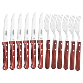 Jogo 12 Peças Churrasco Inox Polywood Vermelhotramontina