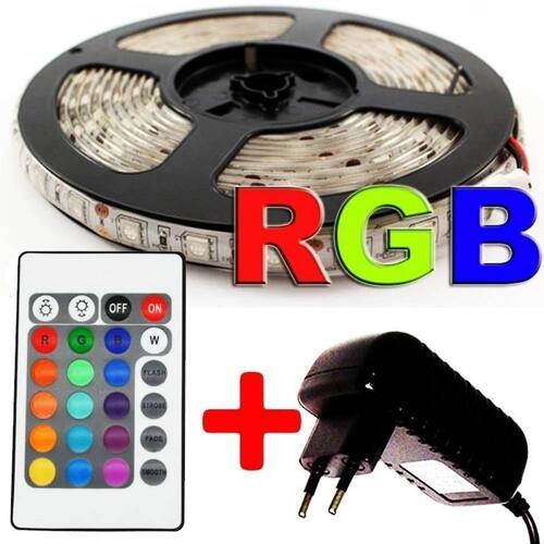 Fita Led Rgb 5 Metros Prova D`agua Com Controle e Fonte Menor preço em Fita Led Rgb 5 Metros Prova D`agua Com Controle e Fonte