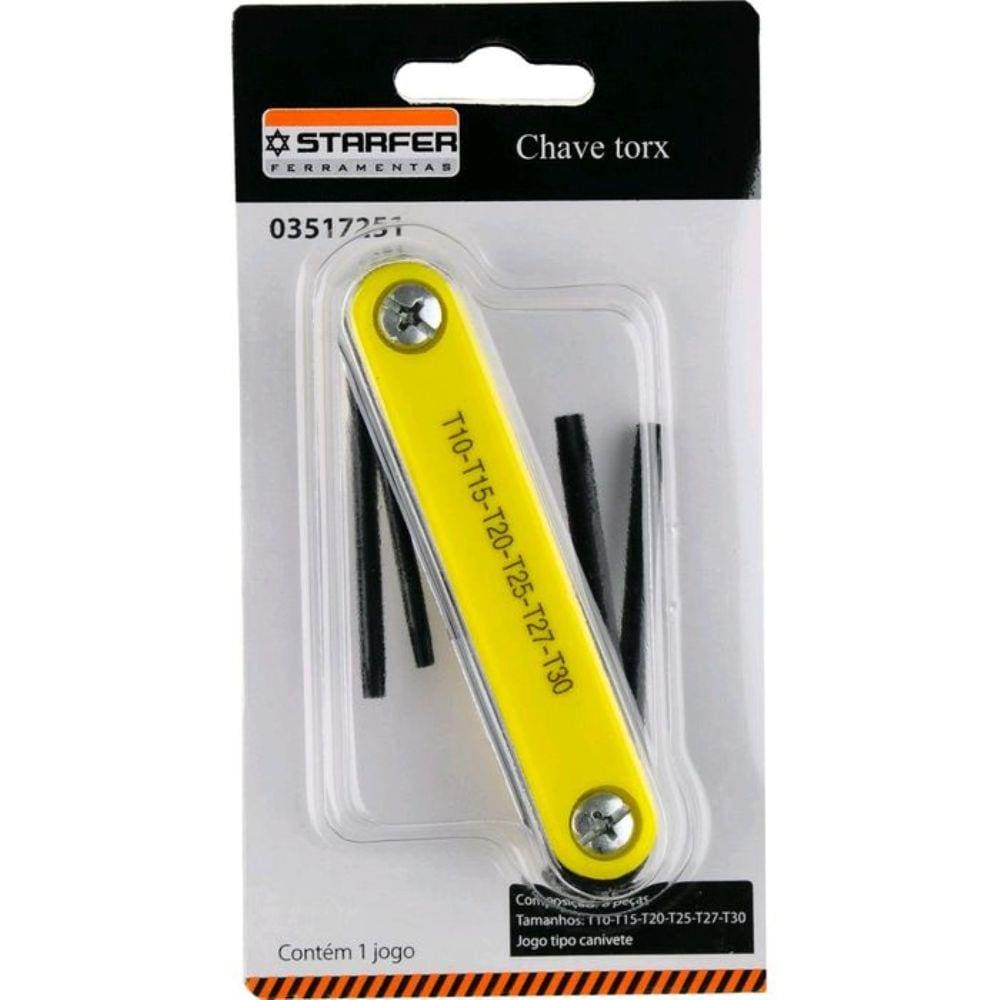 Jogo Tipo Canivete Chave Torx T10-t30 6 Peças Starfer