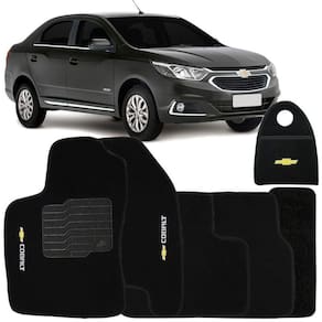 Jogo Tapete Automotivo Carpete + Lixeira Cobalt 2011 à 2018 Soft Logo Bordado Preto 6 Peças