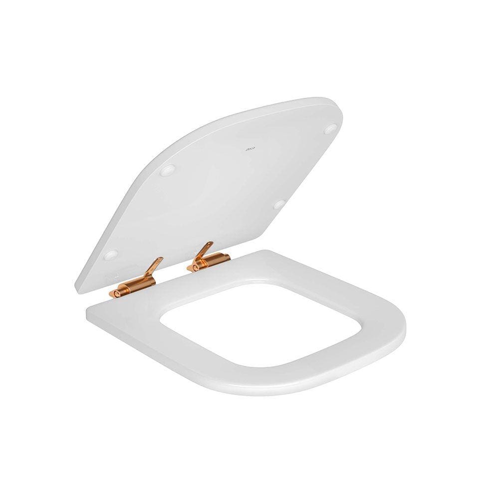 Assento Poliéster Branco com Slow Close e Ferragem Gold Matte para o Modelo Piano AP337 - Deca