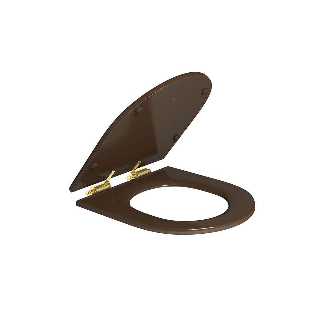Assento Poliester Marrom Fosco com Slow Close e Ferragem Gold para os Modelos Carrara, Nuova, LK e Duna AP237 - Deca