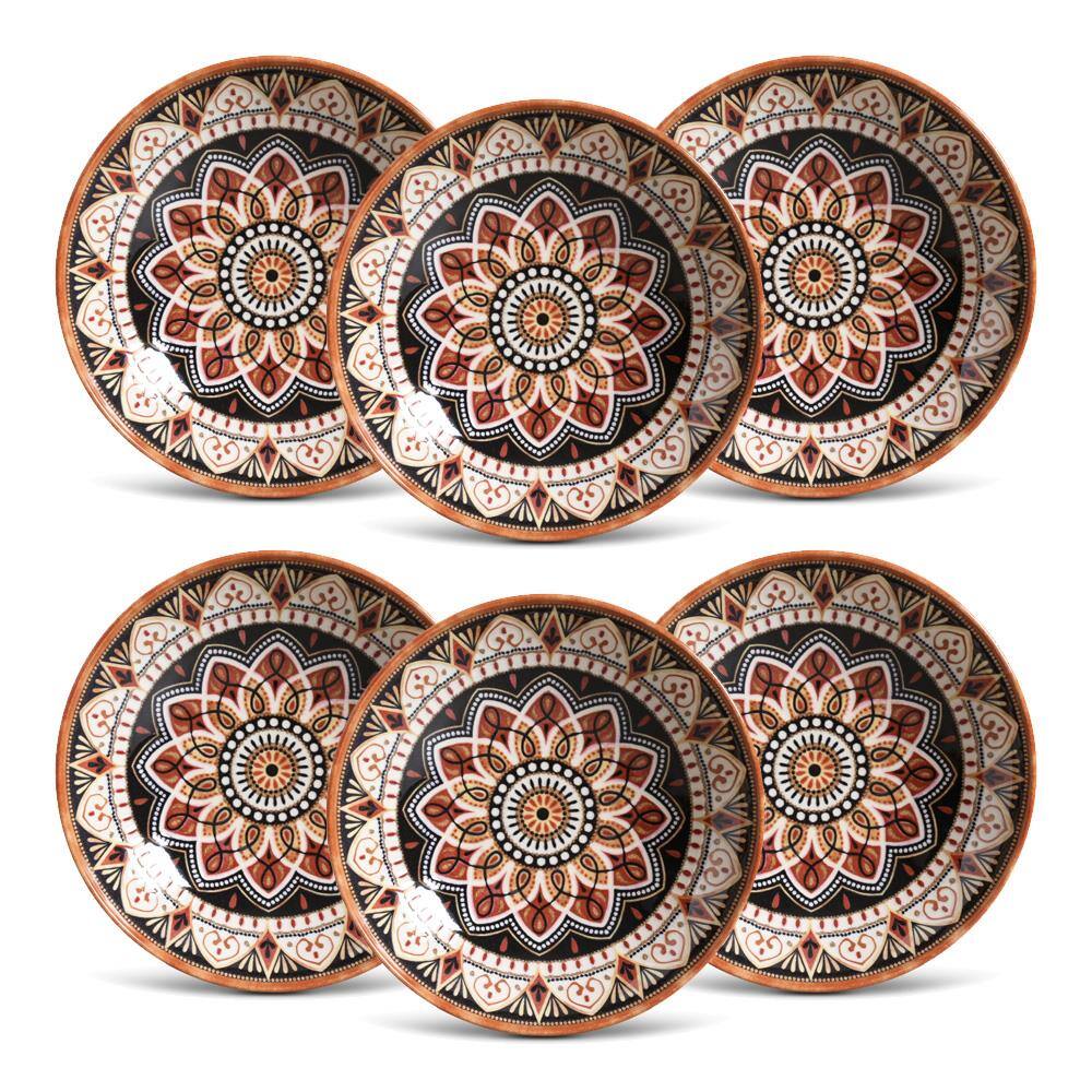 Conjunto de Pratos Fundos Porto Brasil Coup Damasco Estampado – 6 Peças