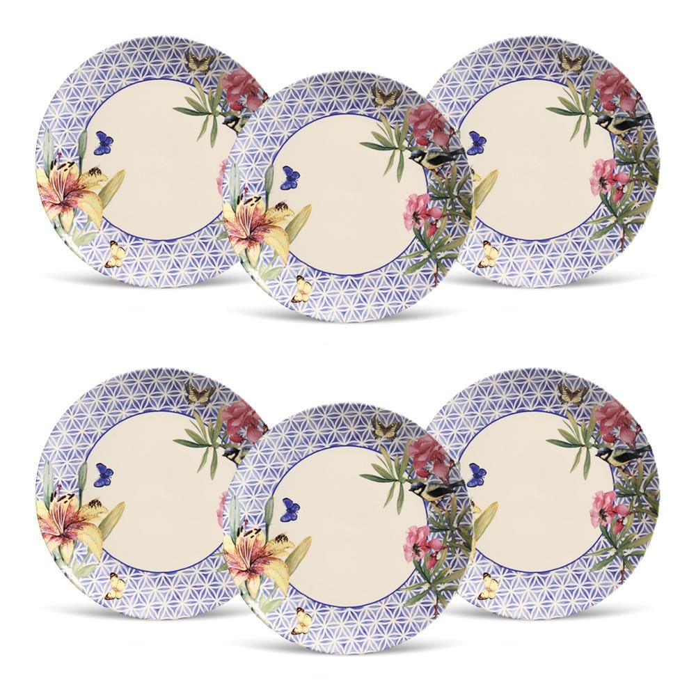 Conjunto de Pratos Rasos Porto Brasil Coup Garden Estampado – 6 Peças