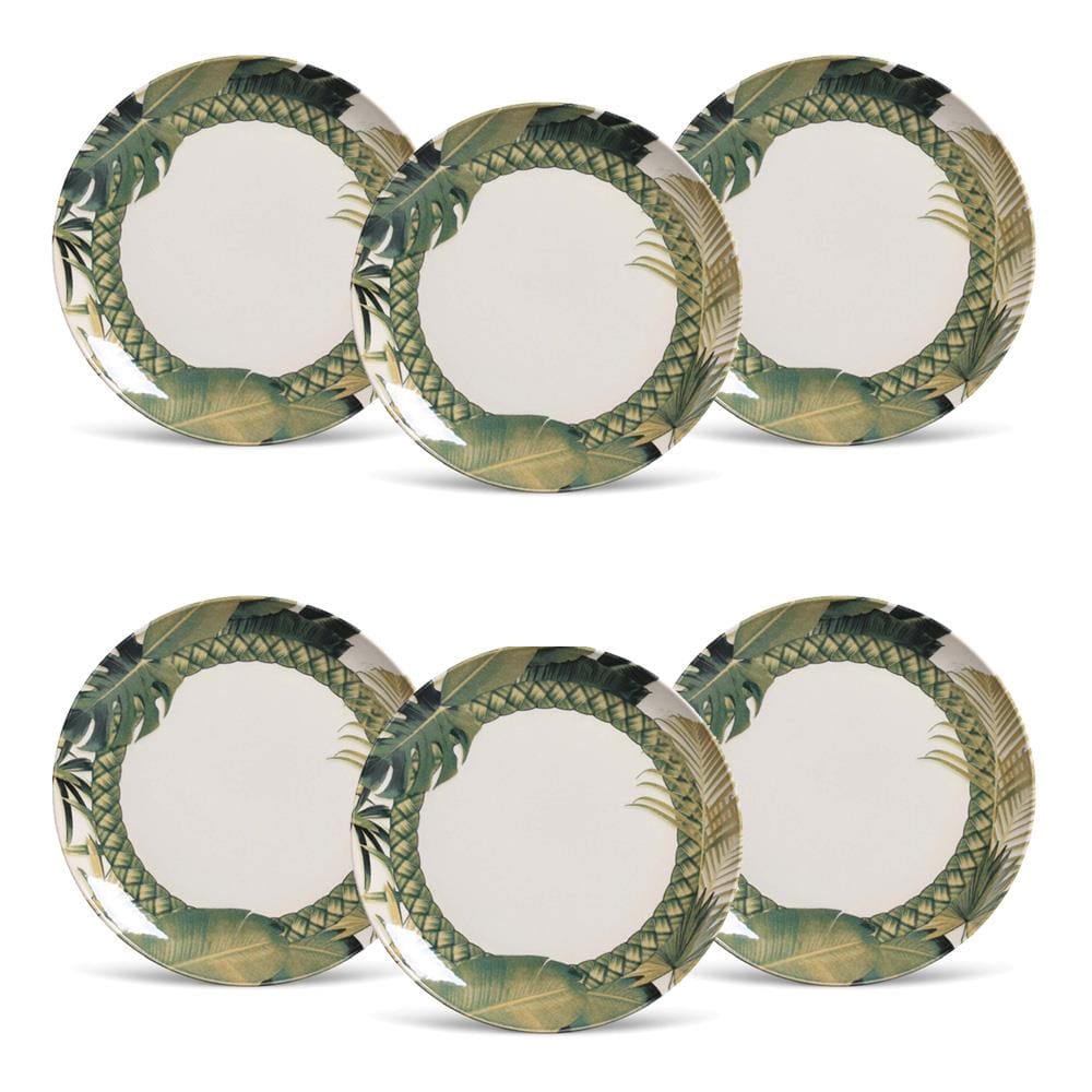 Conjunto de Pratos Rasos Porto Brasil Coup Foliage Estampado – 6 Peças