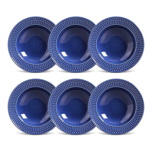 Menor preço em Conjunto de Pratos Fundos Porto Brasil Roma Azul Navy – 6 Peças