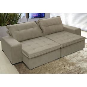 Sofá Austrália 2,52 Mts Retrátil e Reclinavel Tecido Suede Pluma Castor - Moveis Marfim