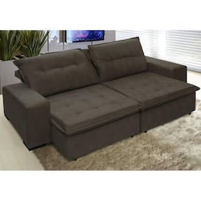 Sofá Austrália 2,32 Mts Retrátil e Reclinavel Tecido Suede Pluma Café - Moveis Marfim