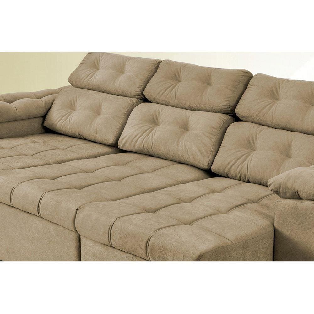Sofa Itália 2,25 Mts Retrátil e Reclinável Tecido Suede Castor - Moveis Marfim