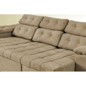 Sofa Itália 2,25 Mts Retrátil e Reclinável Tecido Suede Castor - Moveis Marfim