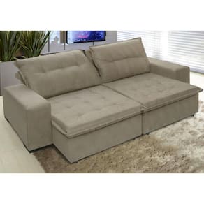 Sofá Austrália 2,12 Mts Retrátil e Reclinavel Tecido Suede Pluma Castor - Moveis Marfim