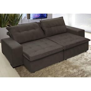 Sofá Austrália 2,12 Mts Retrátil e Reclinavel Tecido Suede Pluma Café - Moveis Marfim