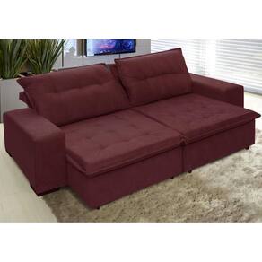 Sofá Austrália 2,52 Mts Retrátil e Reclinavel Tecido Suede Pluma Vinho - Moveis Marfim