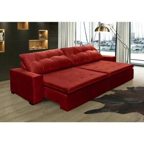 Sofá Retrátil e Reclinável Oklahoma 2,82 Mts Com Molas Tecido Suede Vermelho - Moveis Marfim