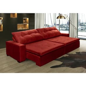 Sofá Retrátil e Reclinável Oklahoma 3,02 Mts Com Molas Tecido Suede - Moveis Marfim