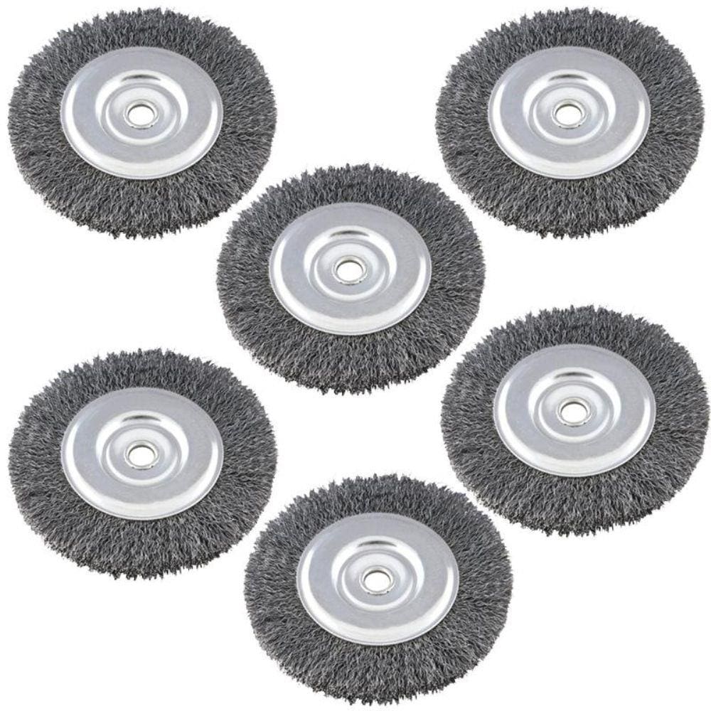 Kit Escova de Aço Circular 6 x 3/4 POL Furo 1/2” 6 Unidades ABRASFER