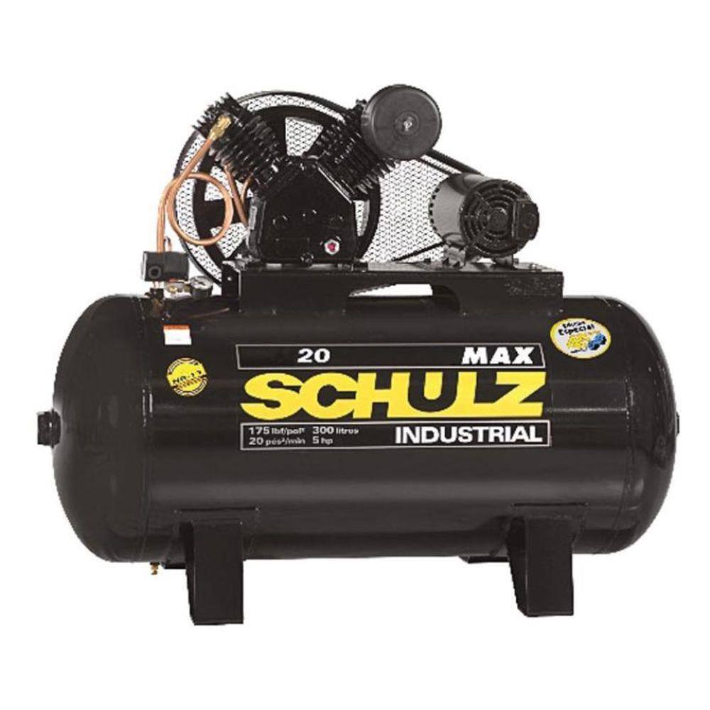 Compressor 20 Pés 5HP 300 Litros MAX Trifásico 2 Pistões 175 Libras SCHULZ  | Casas Bahia