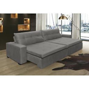Sofá Retrátil e Reclinável Oklahoma 2,02 Mts Molas no Assento Tecido Suede - Moveis Marfim