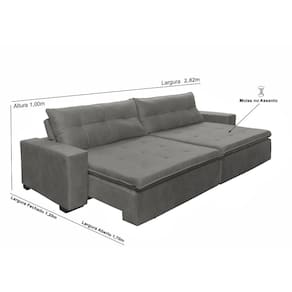 Sofá Retrátil e Reclinável Oklahoma 2,82 Mts Molas no Assento Tecido Suede - Moveis Marfim