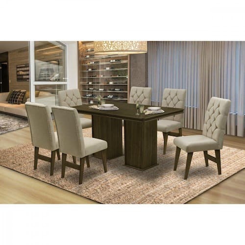 imagem-Conjunto de Mesa Saint Yves com 6 Cadeiras Dobuê - PRETO