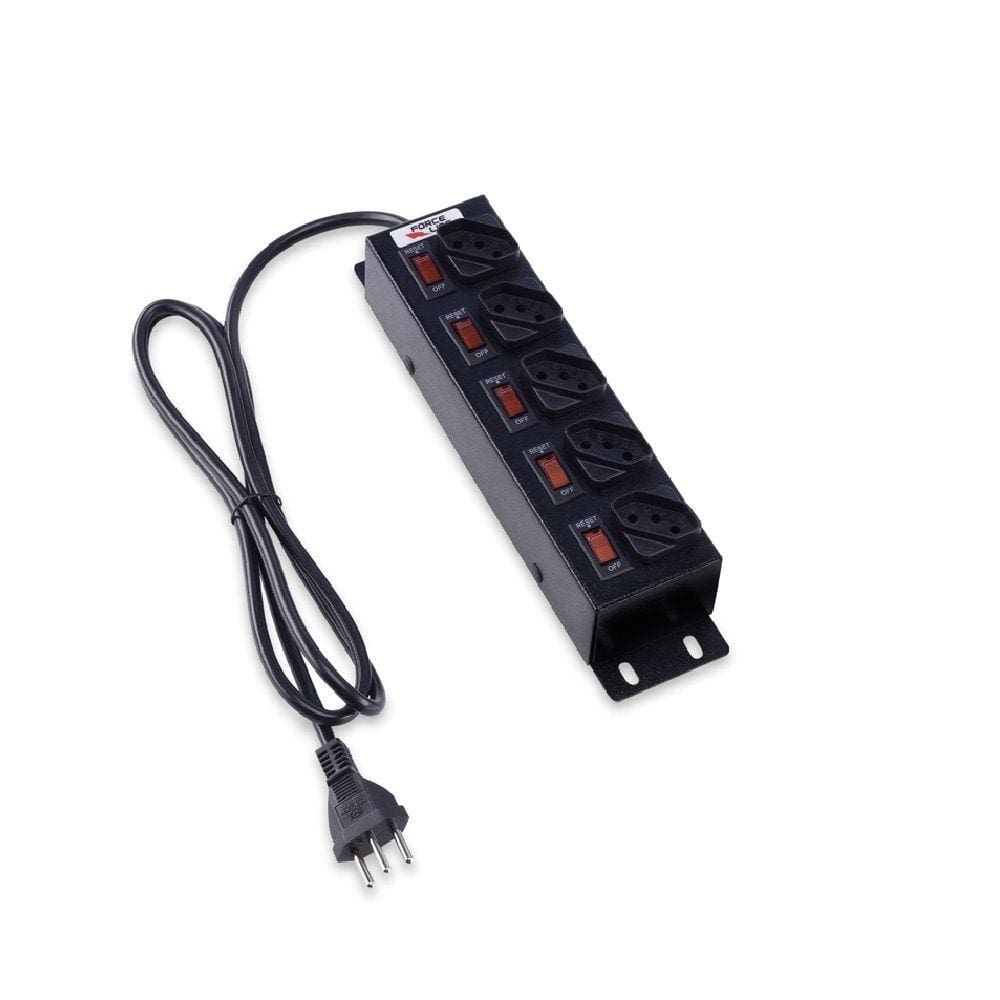 Filtro de Linha 5 Tomadas Circuit Break Preto 1 UN Force Line